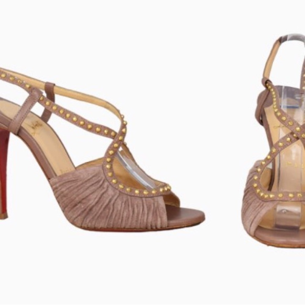 Christian Louboutin mauve heels suede studded size 36 6 limited ed heels $1295 - Picture 3 of 10